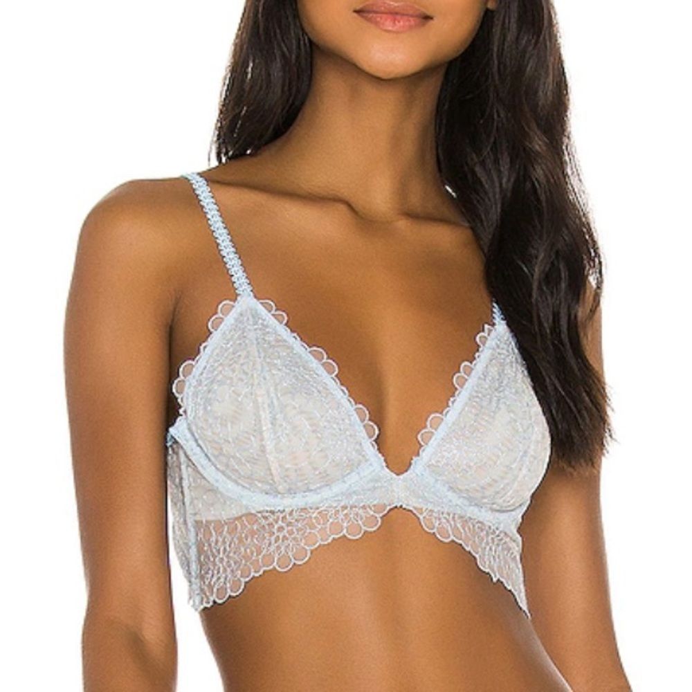 Free People Lucia Underwire Lace Bra Blue NEW bralette